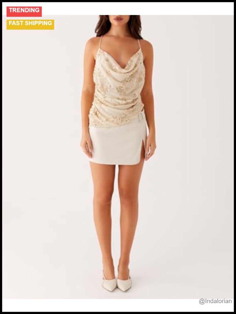 Sequin Floral Cami Crop Top Sleeveless Backless Clubwear - Picture 3 of 5